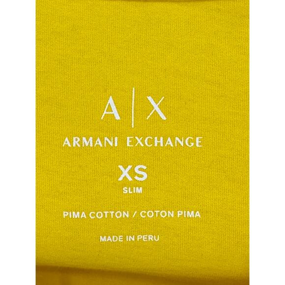 Armani Exchange A/X Pima Cotton Tee Yellow Short Sleeve V-Neck Casual Summer XS - Picture 3 of 8